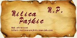 Milica Pajkić vizit kartica